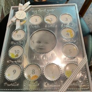 Babys first year picture frame NEW Silver Unisex